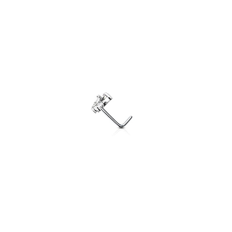 FIFTH CUE 20G CZ Butterfly 316L Surgical Steel L Bend Nose Stud Ring (Clear) - Image 3